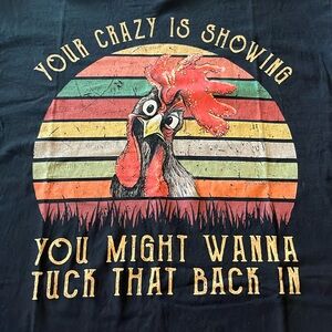 Black Crazy Rooster Large Shirt